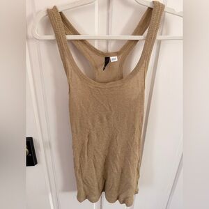 H&M Gold Knit Women's Tan Sleeveless Racer Tank Top (med)